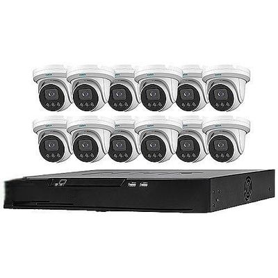 R2-IP16C5MPK 13-Piece IP Surveillance Kit with 16-Channel 4K PoE NVR and 12 5MP Turret Cameras, 2.8mm Lens, 4TB HDD