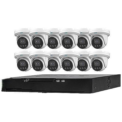 R2-IP16C5MPK 13-Piece IP Surveillance Kit with 16-Channel 4K PoE NVR and 12 5MP Turret Cameras, 2.8mm Lens, 4TB HDD