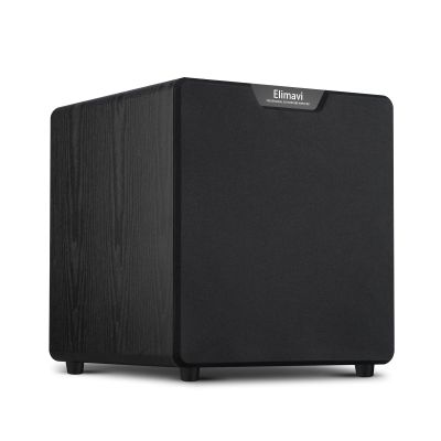 Elimavi Front Firing Powered Subwoofer - 400W Deep Bass Home Theater Sub for Large Rooms - 12" Copper Driver, MDF Enclosure w/Aluminum Radiator - Connect Extra Sub via Subwoofer Out