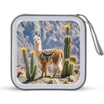 FekiLoot Llama Cactus CD Case 40 Discs Heavy Duty Bag Binder Storage Booklet Album Portable DVD CD Case Holder for Car Sturdy Hard Plastic Disc Cases for Home Office Travel