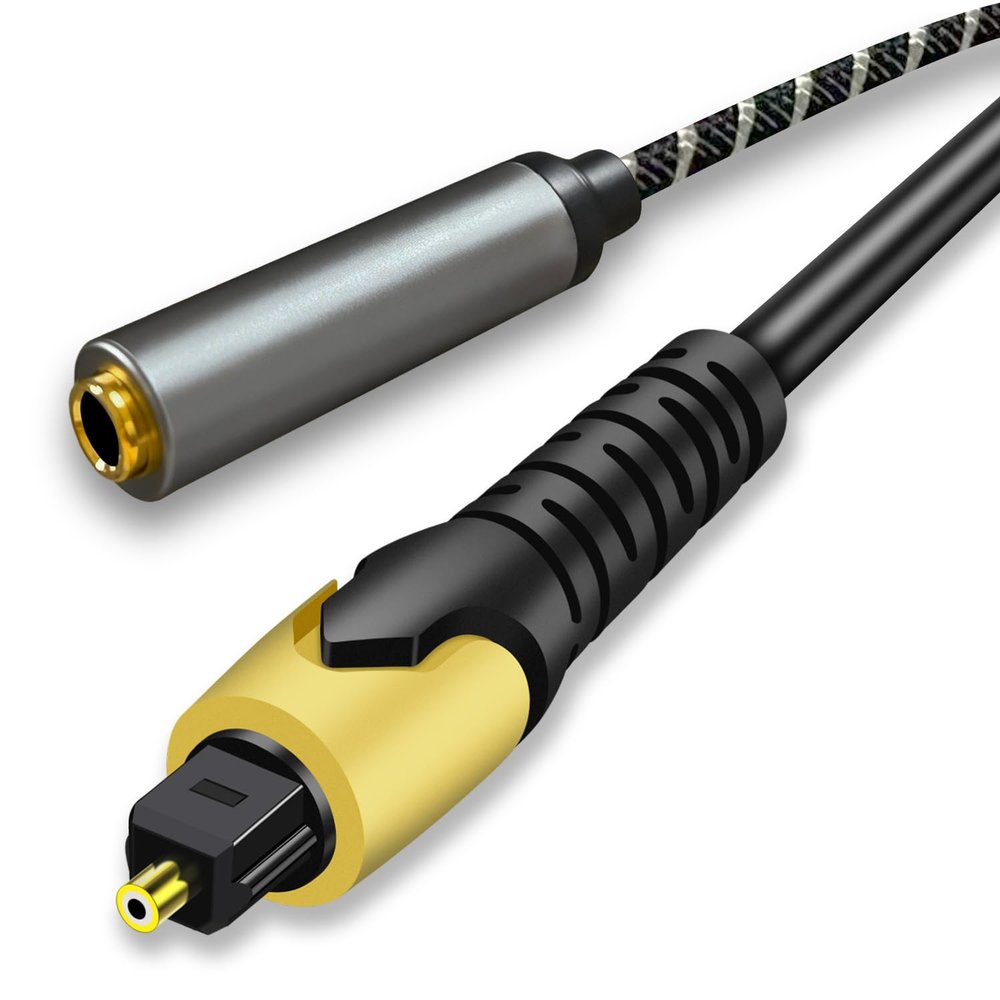ESWN DNXB 192KHz DAC Optical to 6.35mm Female TRS Converter,Optical Audio Cable to 1/4" Cable Adapter,Digital to Analog Audio Converter for HDTV DVD Set-top Boxes(Unidirectional O-ptical to 1/4")