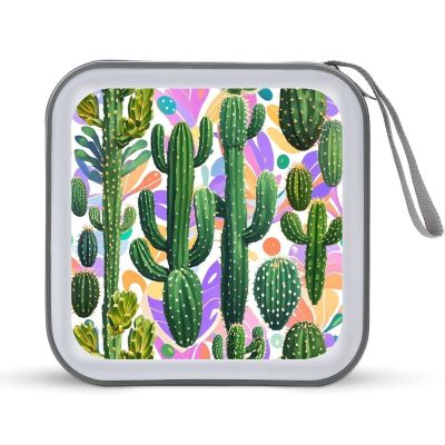 FekiLoot Cactus And Other Patterns CD Case 40 Discs Heavy Duty Bag Binder Storage Booklet Album Portable DVD CD Case Holder for Car Sturdy Hard Plastic Disc Cases for Home Office Travel