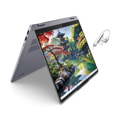 Lenovo IdeaPad 5i 2-in-1 14" WUXGA Touchscreen Laptop|Intel Core Ultra 5 AI 225U|Intel Graphics|Grey|Backlit| 8GB RAM DDR5 | 2TB SSD | Windows 11 Home | Bundle with USB 3.0 Hub