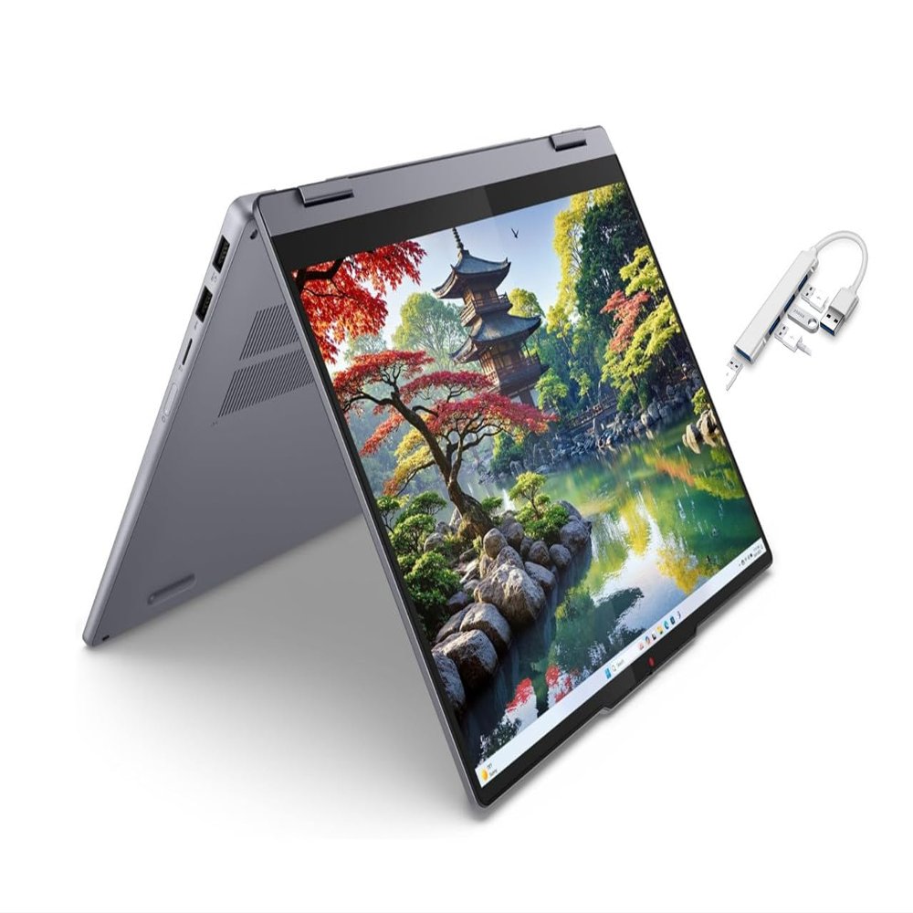 Lenovo IdeaPad 5i 2-in-1 14" WUXGA Touchscreen Laptop|Intel Core Ultra 5 AI 225U|Intel Graphics|Grey|Backlit| 8GB RAM DDR5 | 2TB SSD | Windows 11 Home | Bundle with USB 3.0 Hub