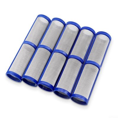 Stainless Steel Airless Spray Filter 100 Mesh - 5 Pack Blue Sprayer Tip Filter for Airless Sprayer, Compatible with Most Standard Units