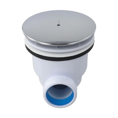 Shower Tray Waste Trap with Chrome Dome Top for Fit, High Flow Rate 32 L/min Drain Compatible with Standard UK Shower Pans, for Easy Clean Water Strainer Cover for Fast Flow