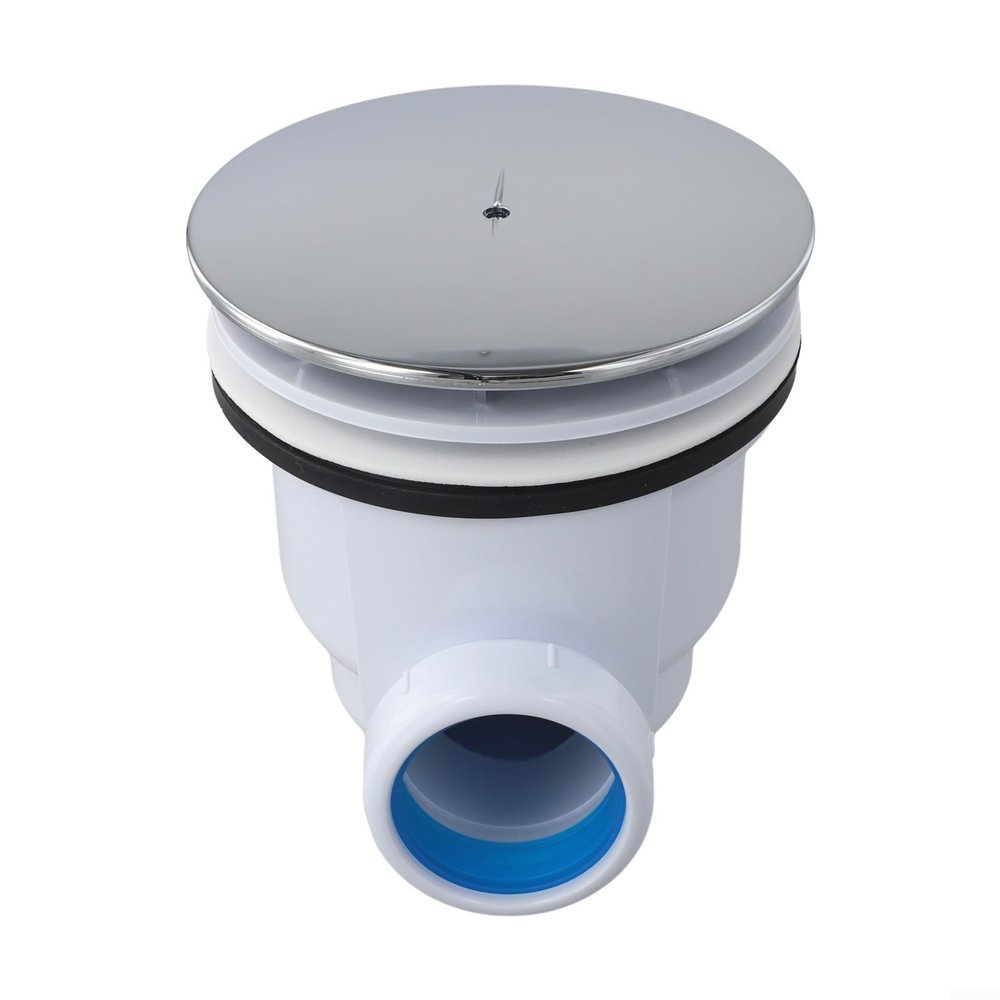 Shower Tray Waste Trap with Chrome Dome Top for Fit, High Flow Rate 32 L/min Drain Compatible with Standard UK Shower Pans, for Easy Clean Water Strainer Cover for Fast Flow