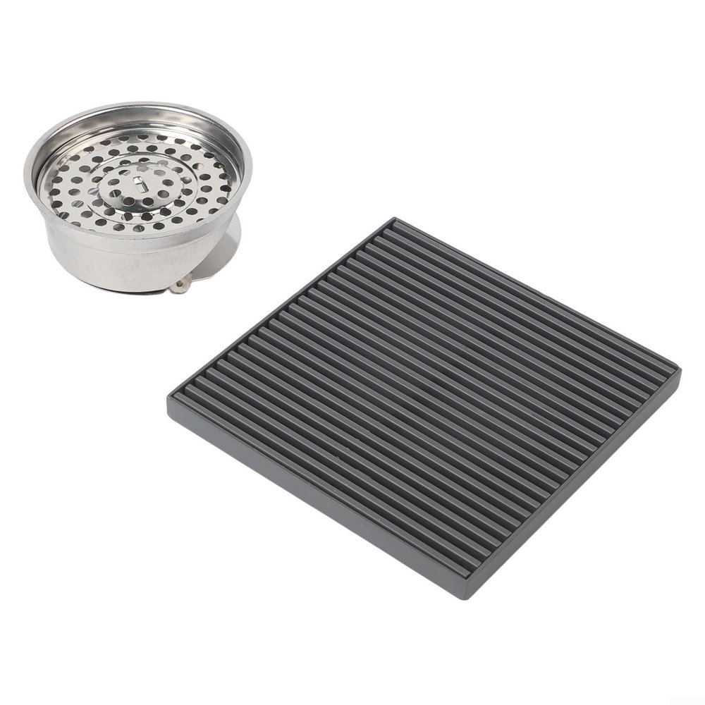 304 Stainless Steel Floor Drain for Balcony, Square 15x15cm Outdoor Drain Grate with Large Capacity and Deodorizing Design, Rust Proof Drain Cover