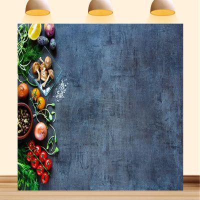 10X5ft Fabric Vegetable Backdrop on Wooden Board Retro Market Restaurant Healthy Eating Background Thanksgiving Vegetarian Party Decorations Setting Photo Studio Props