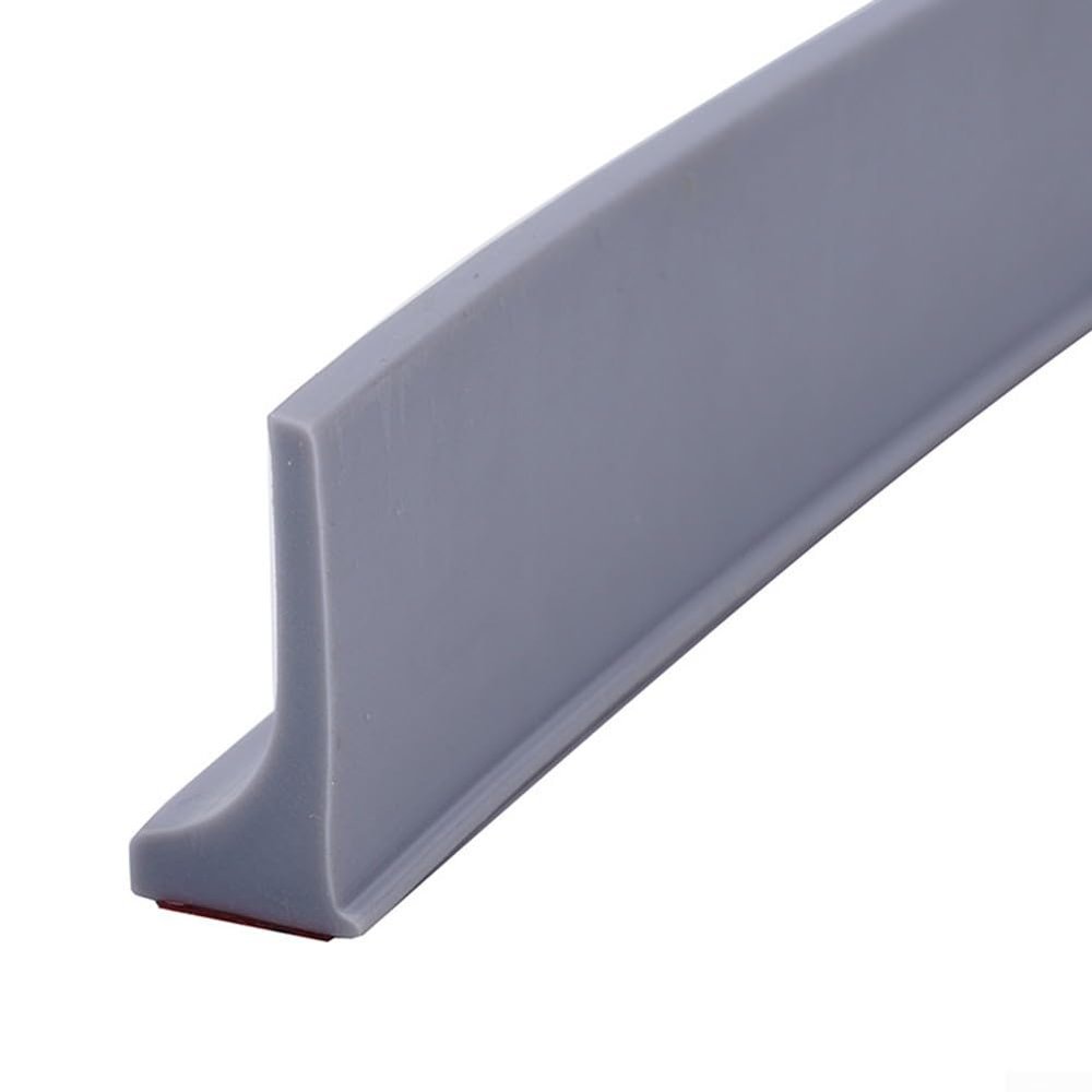 Silicone Shower Dam Water Stopper for Shower Threshold, Flexible Curbless Shower Water Barrier Retainer, 1M Leak Prevention Strip for Bathroom Floor, for Easy Install(Gray)