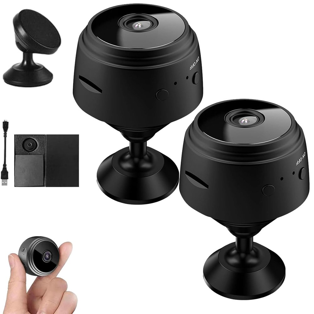 Magnetic Mini Camera, 1080p HD Magnetic Mini Wireless WiFi Cameras, App Remote with Night Vision for Home Indoor Outdoor (2Pcs)