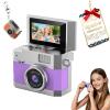 2026 New Mini Digital Camera with 1.47 in Flip LCD Screen, 1080p Retro Mini Ccd Camera with 32/64/128GB Card,Keychain Digital Camera with Lanyard,Record The Beautiful Moments of Life (Purple,32GB) view 1