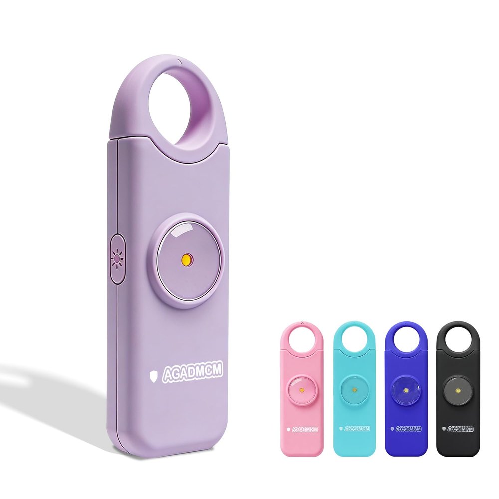 AGADMCM Rechargeable Personal Safety Alarm, 130dB Emergency Siren with LED Flashlight, Portable Keychain for Women, Kids, Elderly, Night Running & Travel (Lavender Purple)