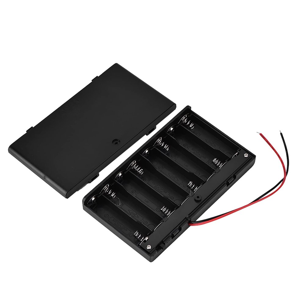 Estink 8Pcs Aa Holder, 8 Aa Batry Lder Portable Storage, 12 Batry Lder with Power and Sliding Closure, for Organizing and Protecting 1 to 8 Aa As External Power Source