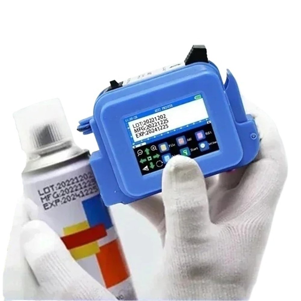 SHIHUANI 12.7mm Portable Mini Inkjet Printer with Fast Dry Ink for Logo Expire Date QR Barcode Batch Number Label(with Black Ink*1,EU)