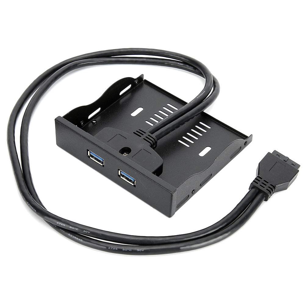Estink Usb3.0 Floppy Front Panel, Front Panel USB Convert 3.5In Floppy Space to 2 Usb3.0 Ports, Plug and Play Fast Charging High Speed Data Transfer, USB 3.0 Front Panel with 19 Cable, for Pc