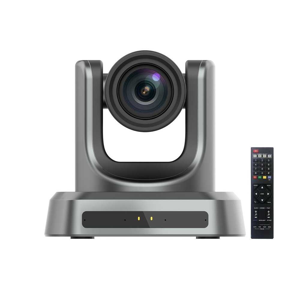 4K NDI PTZ Camera AI Voice Tracking, NDI HX2, 12x Optical Zoom Conference Camera System, Gesture Control, Built-in 4 Mics, Auto Framing, HDMI/LAN/USB, 4K Webcam for Church, Conference, Livestream