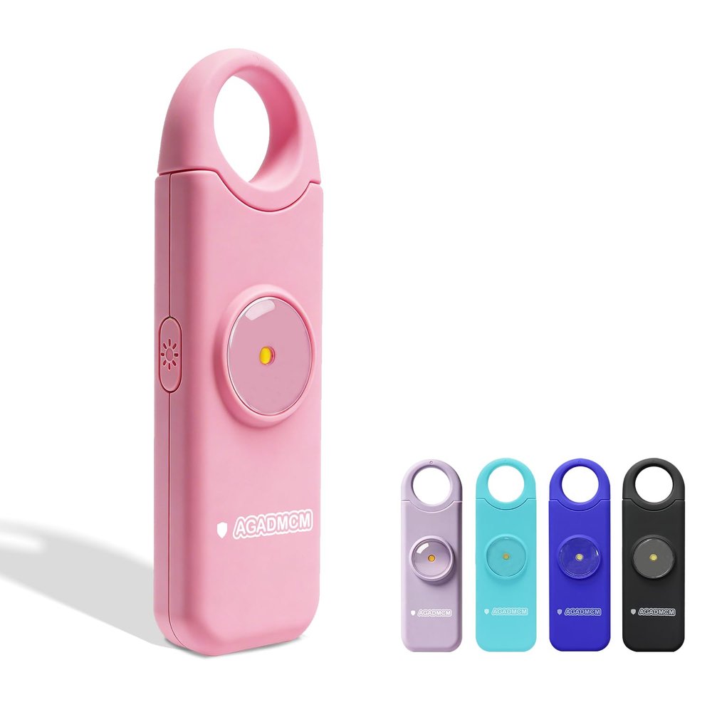 AGADMCM Rechargeable Personal Safety Alarm, 130dB Emergency Siren with LED Flashlight, Portable Keychain for Women, Kids, Elderly, Night Running & Travel (Baby Pink)