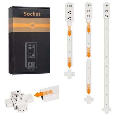 Outlet Extender Stick - Features 2 USB-A, USB-C and 2 AC Outlets, Adjustable Disassembly Extends 6"-35", 360 Access Hard-to-Reach Outlets, Wall Plug Power Socket Expander Nightstands, Sofa, Desks
