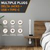Outlet Extender Stick - Features 2 USB-A, USB-C and 2 AC Outlets, Adjustable Disassembly Extends 6"-35", 360 Access Hard-to-Reach Outlets, Wall Plug Power Socket Expander Nightstands, Sofa, Desks view 2