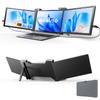 14'' Triple Laptop Screen Extender, 1080P FHD Portable Monitor for 14"-17" Laptop with USB-C/HDMI Port, Plug-Play Monitor Extender for Triple Display for Mac/Windows Remote Work & Multitasking view 1