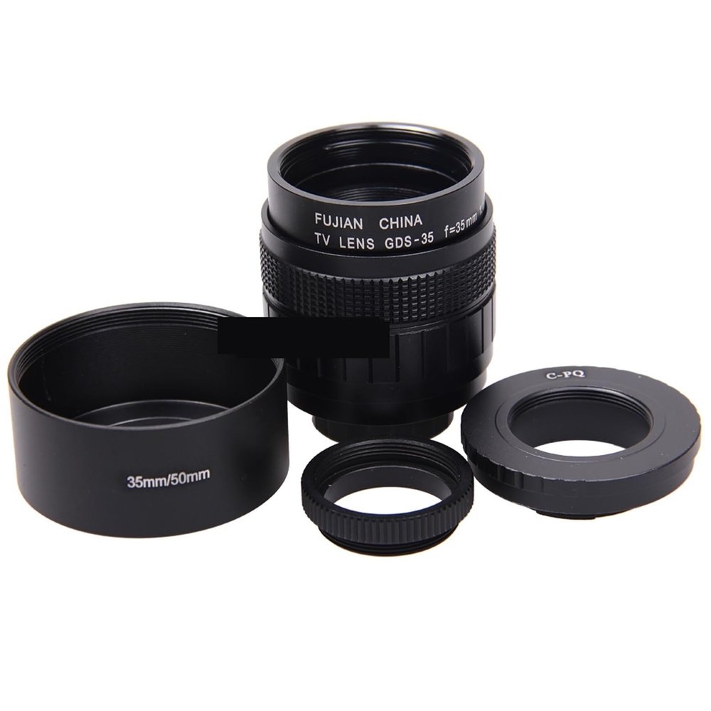 35mm F1.7 F/1.7 C-PQ Lens Mount Ring Adapter + Lens Hood + Macro Ring for Pentax Q Q10 Q7 Q-S1 Camera Excellent