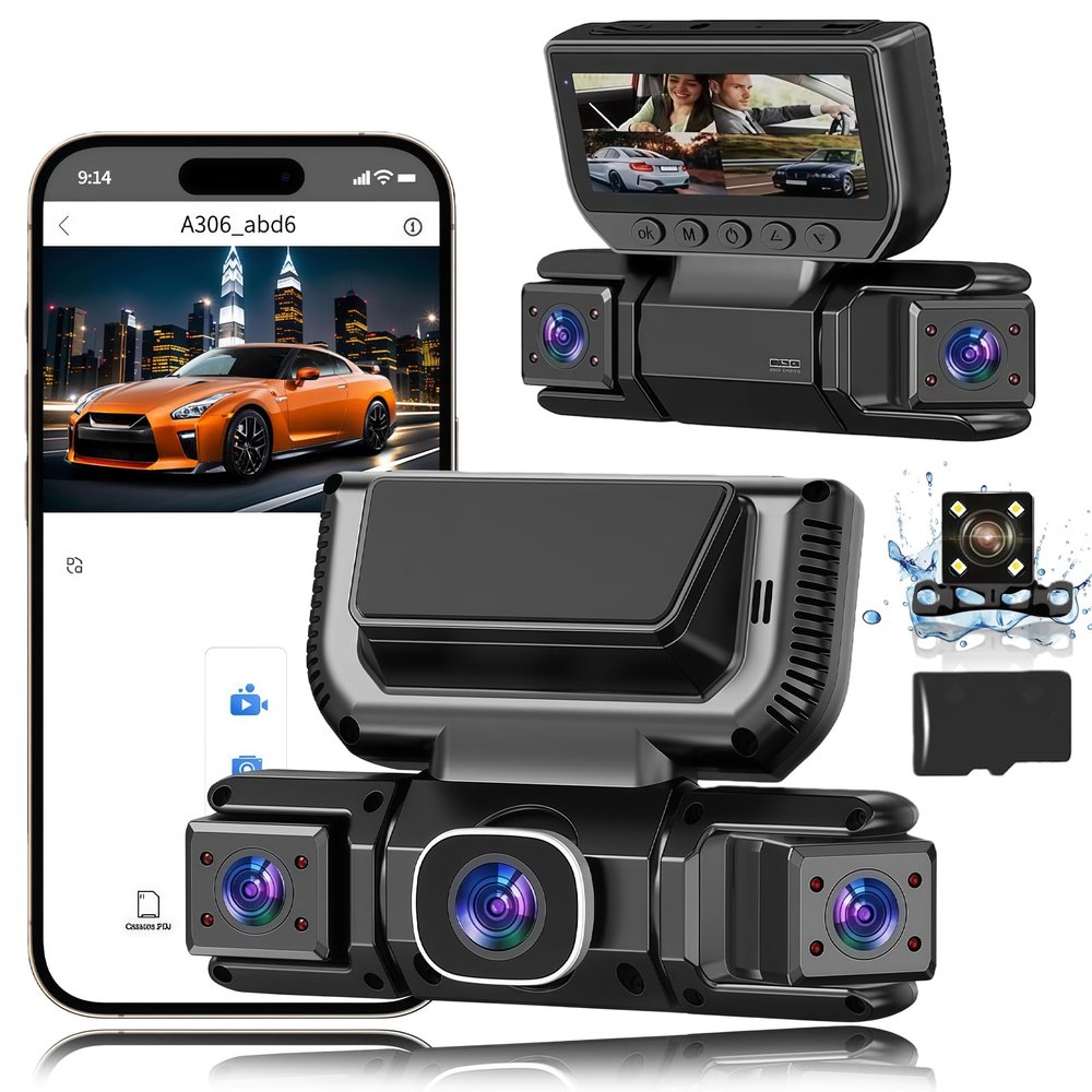 360 Car Dvr WiFi 4 Channels Dash Cam Video Recorder, 360 All-Sides Video Recorder, 1080P HD Camera, Super Night Vision, 170 Ultra Wide, for Sedans,Suvs,Truck (24 H Parking Recording, 32GB)