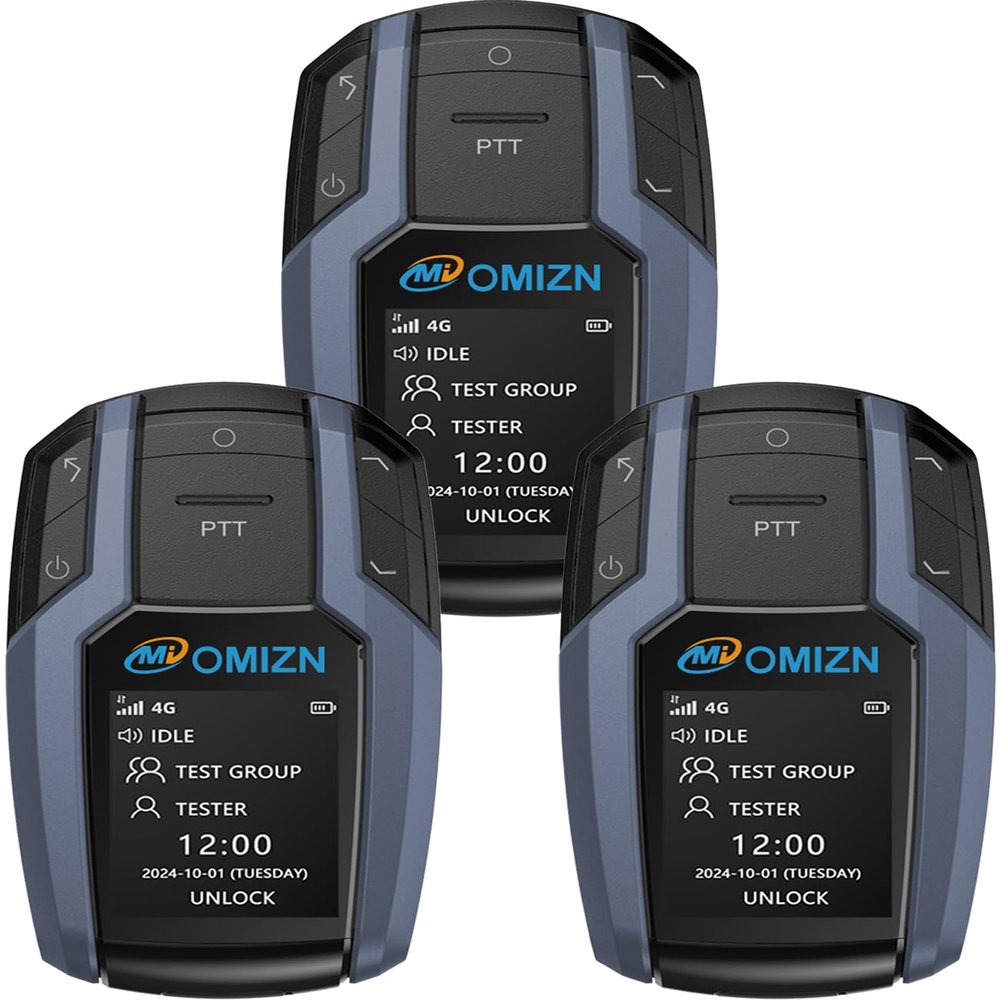 OMIZN BK Walkie Talkie with Unlimited Range Over 4G LTE, AES-256 Encrypted Two Way Radio, Noise Reduction, IP65 Waterproof, Type-C Charging, Lifetime Free Use (Blue, 3 Pack)