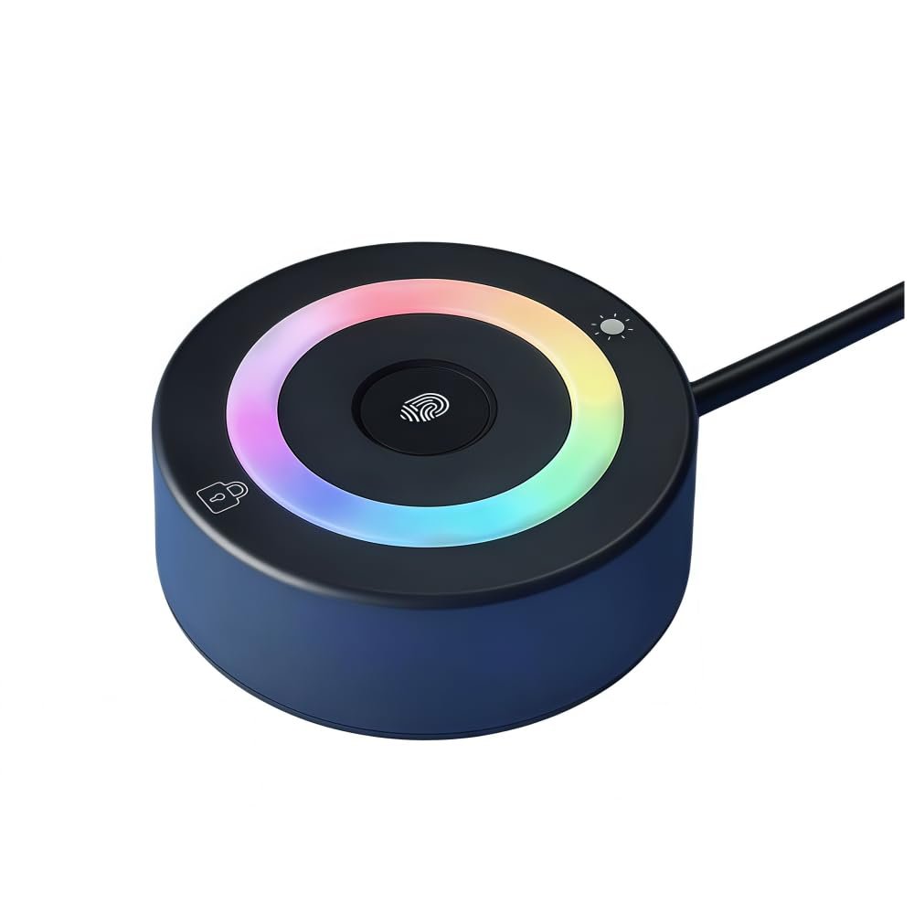 Tangxi USB Fingerprint Reader for Wins 10/11 Hello, Biometric Fingerprint Scanner with RGB Light, 360 Touch & Fast Recognition, PC Dongle USB Security Key for File Encryption