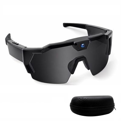 Cycling AI Smart Glasses for Men Women, with AI Translator & 160+ Languages Support, Smart Camera Sunglasses with 4K Hands-Free Recording for Sports Outdoor Activities (Black 32G)