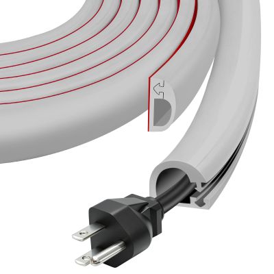 Wall Cord Hider, Flexible Self-Adhesive Wire Cover, Side-Open Cable Raceway for Cords on Wall, Cord Concealer for Mounted TV, Home Theater & Office (Gray, Regular-118inch)