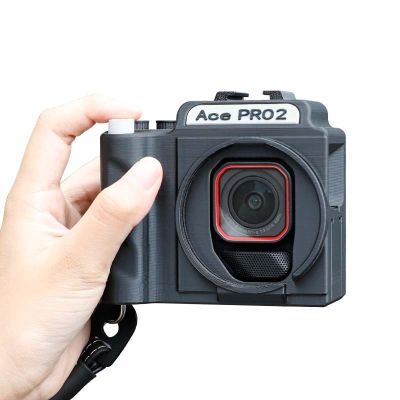 3D Printed Portable Grip for Insta360 Ace Pro 2, Ergonomic Non Slip Holder, Sport Camera 360 Ace Pro 2 Mini Expansion Adapter Handle with Filter.