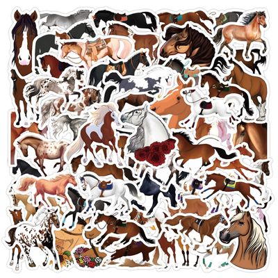 60pcs Horse Stickers for Kids Teens Adults,Cartoon Horse Riding Stickers,Cool Animals Vinyl Waterproof Decals Stickers for Water Bottles Decorative Laptops Skateboard Guitar Bicycle(Horses)