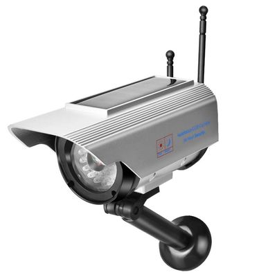 aqxreight Solar Power LED Fake Camera Outdoor Silver Dummy Camera Wiring App Dummy CameraFake CameraDummy Fake CameraDummy Dome Surveillance