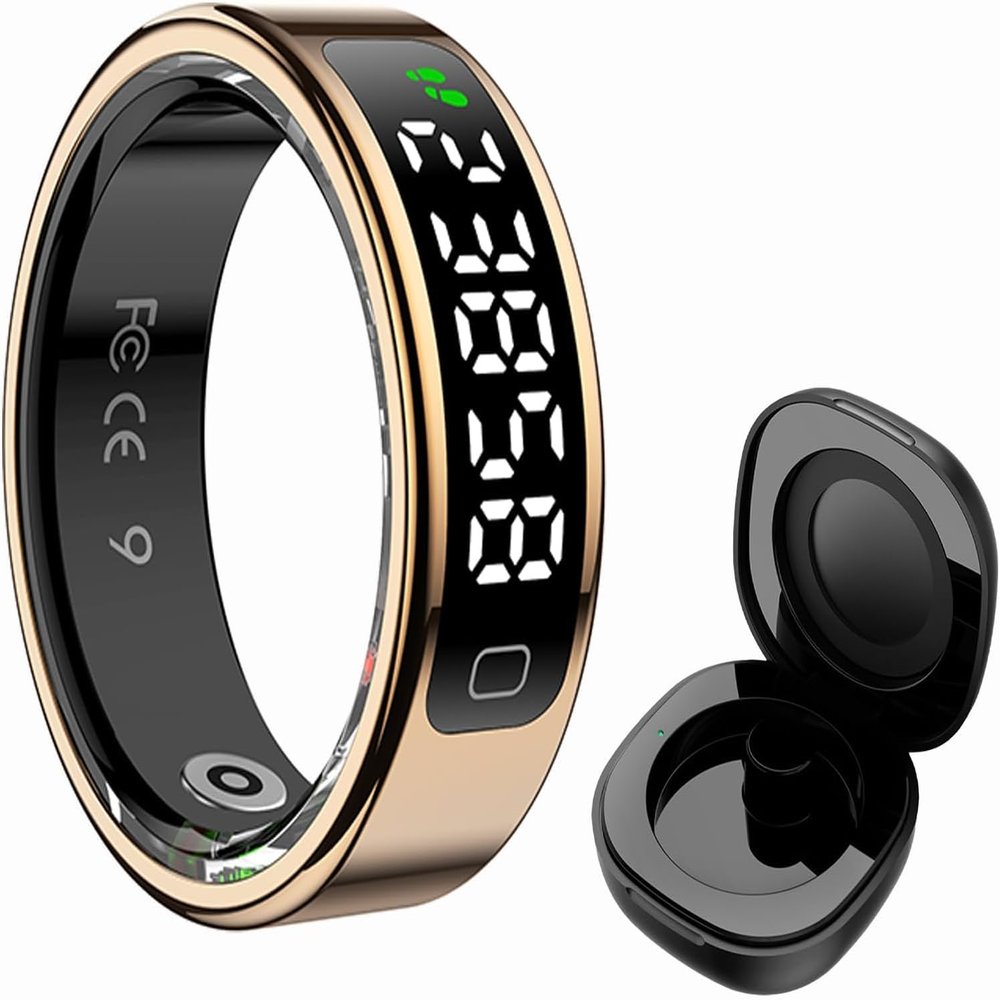 New Generation Smart Ring Monitor Heart Rate, Steps, Calories, Sleep (Gold, #10)