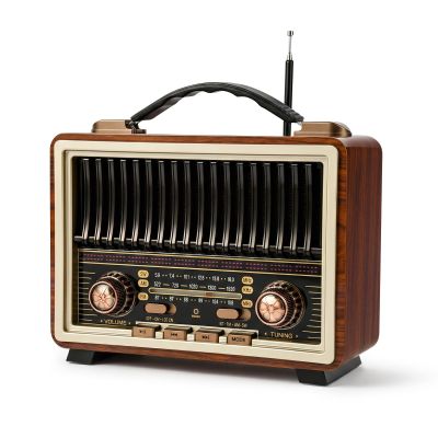 Retro Radio Bluetooth Speaker with Stereo Sound, AM FM Radio Portable with Loud Volume, Rechargeable Speaker (Black)