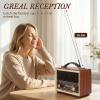 Retro Radio Bluetooth Speaker with Stereo Sound, AM FM Radio Portable with Loud Volume, Rechargeable Speaker (Black) view 2