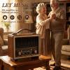 Retro Radio Bluetooth Speaker with Stereo Sound, AM FM Radio Portable with Loud Volume, Rechargeable Speaker (Black) view 3