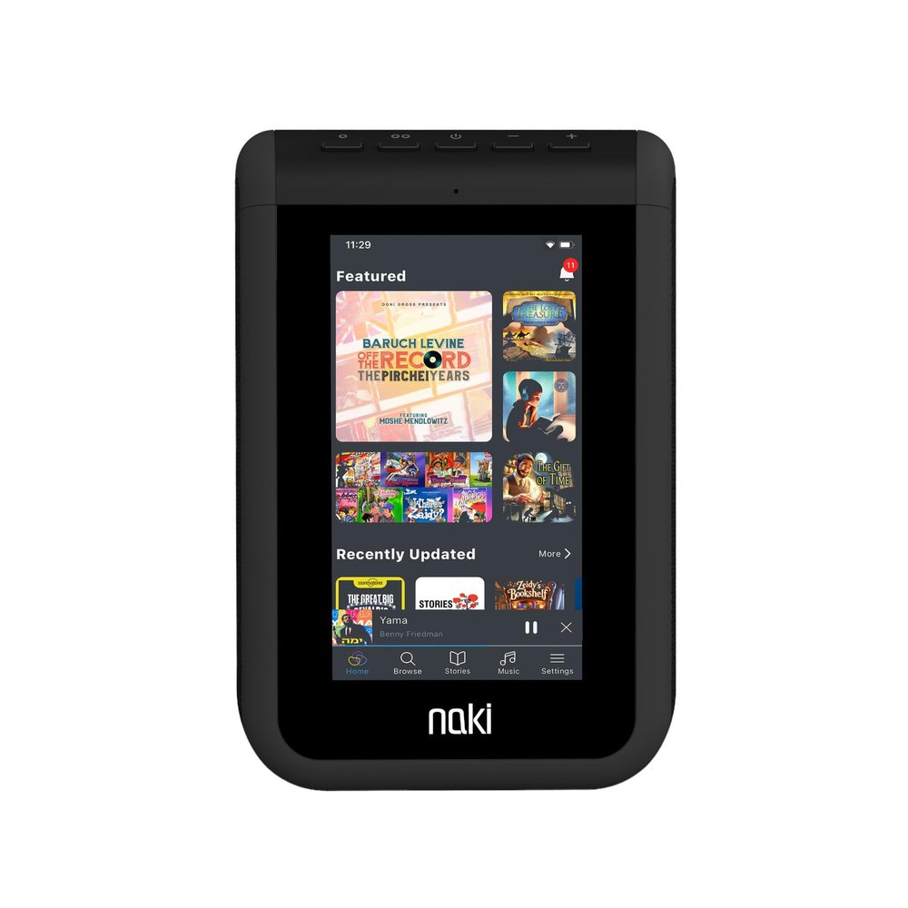 Naki Bolt Kosher Online Streaming Music Player with 5-in LCD Touchscreen and 4W x 2 Speakers (Black) - Kosher Audio with a Modern Touch