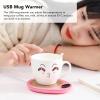 Coffee Mug Warmer, Electric Cup Warmer USB Constant Temp Water Proof Adjustable Beverage Heating Plate for Office Home Desk Use (Pink White) view 3