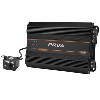 PRV Audio 2200 Watts Monoblock Class D Subwoofer Amplifier RS2200 BASS 1 Ohm  12 Volts Car Amp, Built-in Crossover, Bass Boost, Smart Fans with Remote Sub Level Control Bass Knob Included