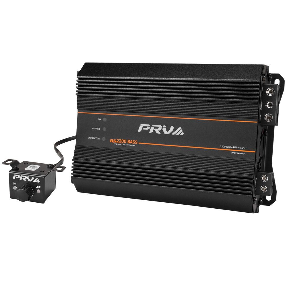 PRV Audio 2200 Watts Monoblock Class D Subwoofer Amplifier RS2200 BASS 1 Ohm  12 Volts Car Amp, Built-in Crossover, Bass Boost, Smart Fans with Remote Sub Level Control Bass Knob Included