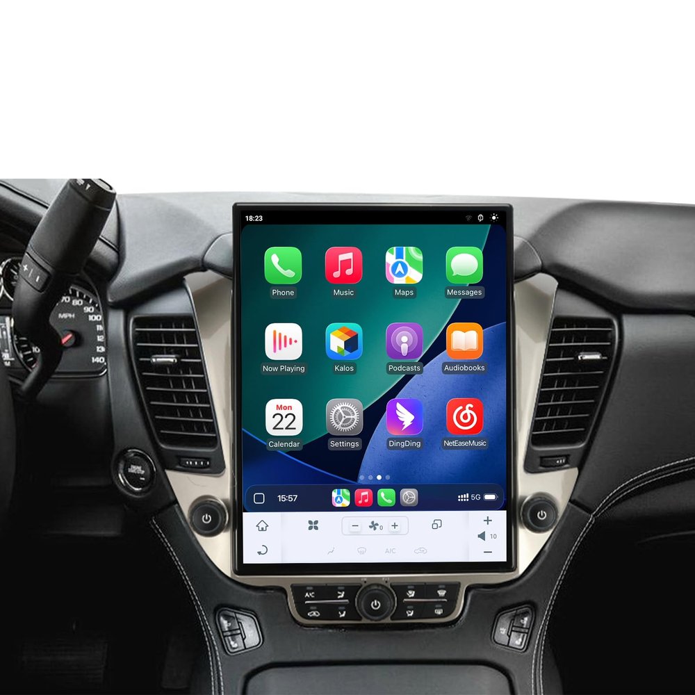 15.6 Inch 8+128GB Qualcomm Android 13.0 Car Radio for Chevrolet Suburban Tahoe GMC Yukon 2014-2020 Stereo Upgrade Multimedia Touch Screen Player GPS Navigation Unit (OEM Screen 8 inch)