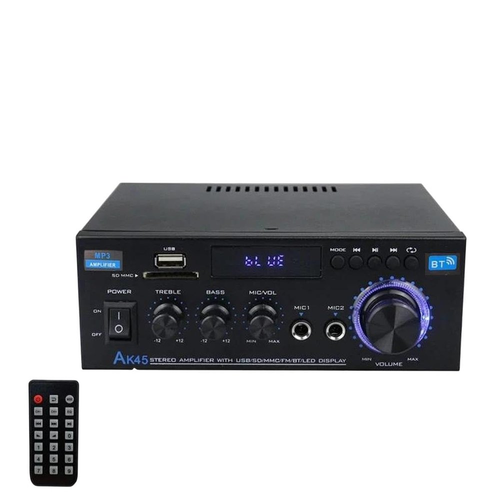 AK45 HiFi Digital BIIuetuth Audio Amplifier MP3 Channel 2.0 Sound Pomp Stereo Home Automotive Car for Speakers MAX 350W*2