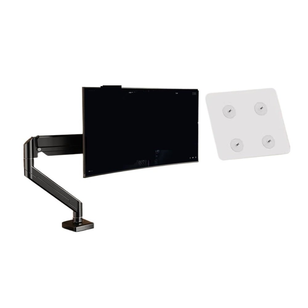 ADBWEKKF Monitor stand riser with robotic arm, pneumatic desktop rotation, no holes(Black)