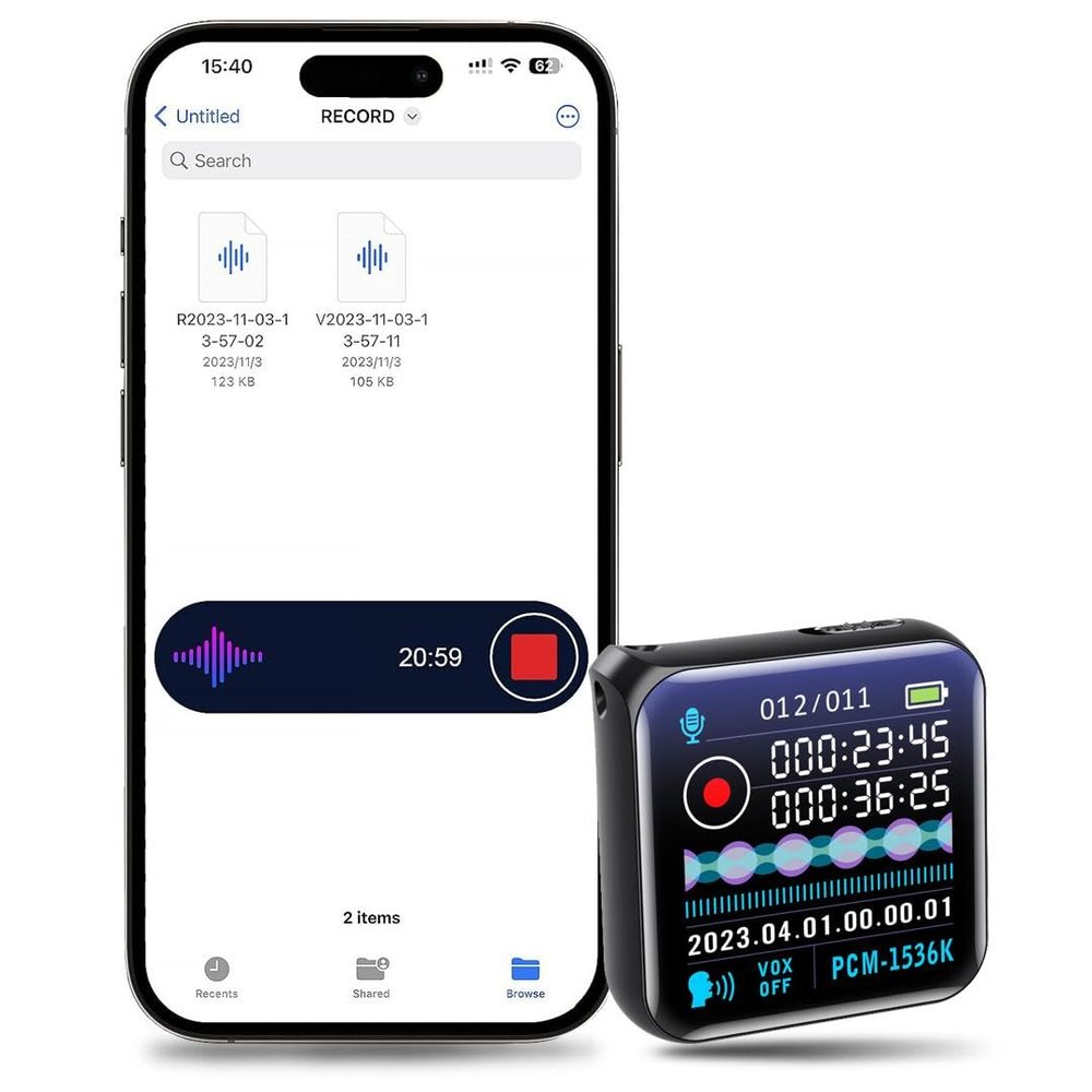 HD Smart Voice Recorder with 1.44-Inch Screen | One-Press Recording & Playback, Intelligent Power Features