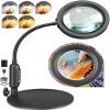 30X 10X Magnifying Glass with Light and Stand, 5 Color Modes Stepless Dimmable, Optical Grade HD Lens, LED Lighted Magnifier Hands Free with Flexible Gooseneck for Close Work, Craft, Hobby, Painting view 1