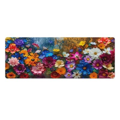 Floral Large Mouse Pad 12"32" inch Extended Gaming Mousepad Desk Mat Long Computer Keyboard Non-Slip Base Stitched Edges for Home Office Work
