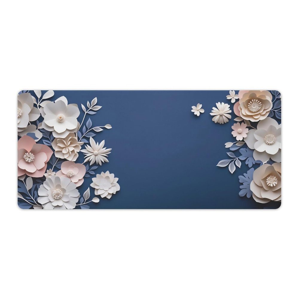 Floral Large Mouse Pad 16"36" inch Extended Gaming Mousepad Desk Mat Long Computer Keyboard Non-Slip Base Stitched Edges for Home Office Work