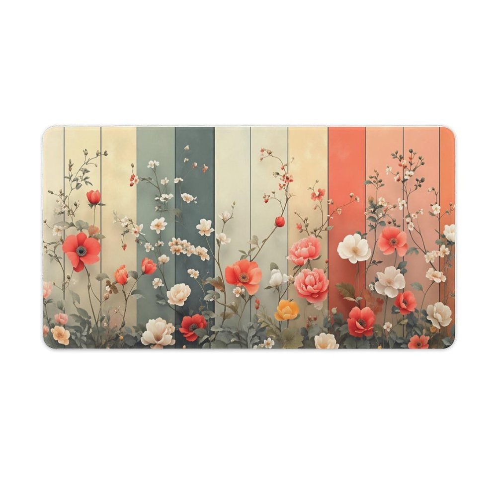 Floral Large Mouse Pad 16"30" inch Extended Gaming Mousepad Desk Mat Long Computer Keyboard Non-Slip Base Stitched Edges for Home Office Work